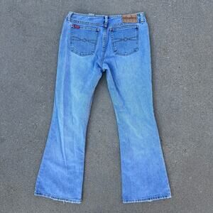 Vintage Y2K Mudd Low Rise No Waistband Flare Leg Light Blue Jeans Size 11